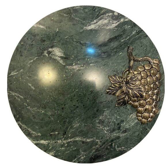 Godinger Silver Art Co. Green Marble Silver Plate Grape Cluster Tray-10” - Picture 9 of 9